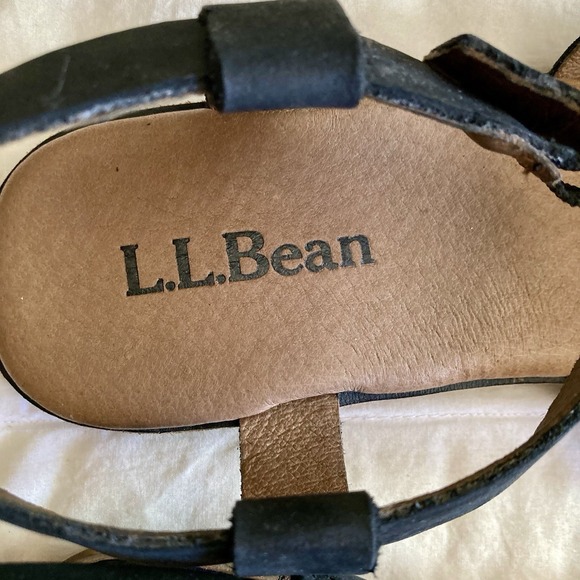 LL Bean Women's Lakewashed Sandals Black US 9M Nubuck Leather Ankle Strap EUC - Picture 7 of 13